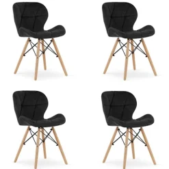 Valora Fåtöljer>WAKO sammetsfåtölj svart modern design för vardagsrum x4