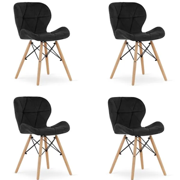 Valora Fåtöljer>WAKO sammetsfåtölj svart modern design för vardagsrum x4