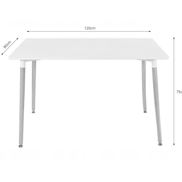 Valora Matgrupper>YURO rektangulärt bord 120x80 Vit + 6 OSAKA grå stolar