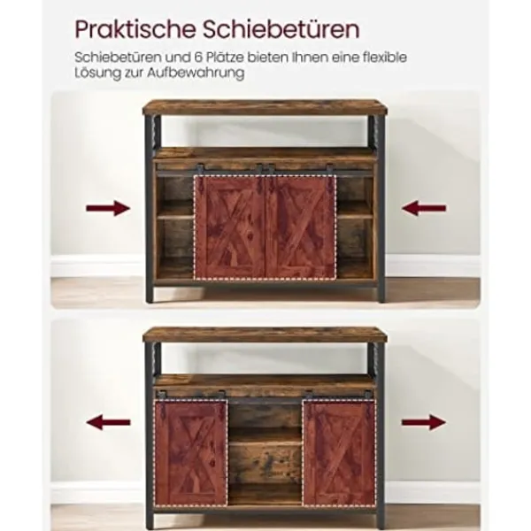 Pavil Sideboards>VASAGLE matskänk, köksskåp, förvaringsskåp, buffébord, rustik brun och svart