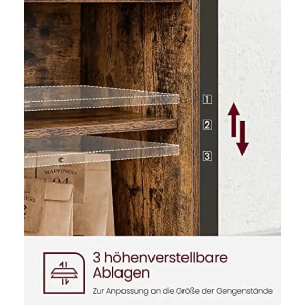 Pavil Sideboards>VASAGLE matskänk, köksskåp, förvaringsskåp, buffébord, rustik brun och svart
