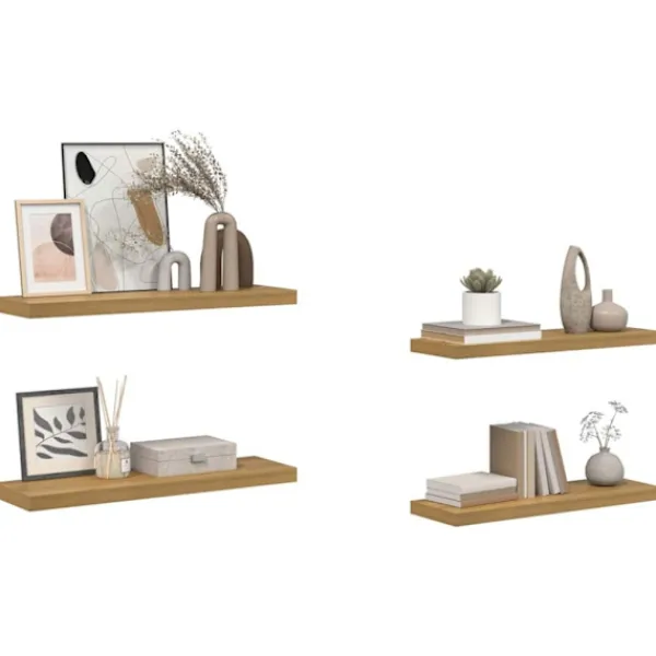 vidaXL Hyllor>Vägg hylla 4 pcs Brun 90 x 23,5 x 4 cm Konstruerat trä