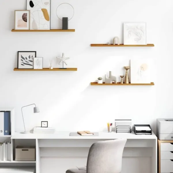 vidaXL Hyllor>Vägg hylla med hylla 4 pcs Beige 80 x 9 x 3 cm Konstruerat trä