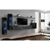 AC-DÉCO Tv-Bänkar>Väggenhet - Switch XI - 2 LED-montrar - 1 TV-bänk - 1 fyrkantig monter - 3 hyllor - Svart och grafit - Modell 2