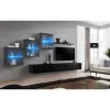 AC-DÉCO Tv-Bänkar>Väggenhet - Switch XX - 3 montrar - 2 TV-bänkar - 1 hylla - Svart och grafit - Modell 1