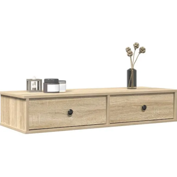 vidaXL Hyllor>Vägghylla med lådor sonoma-ek 100x37,5x19 cm konstruerat trä