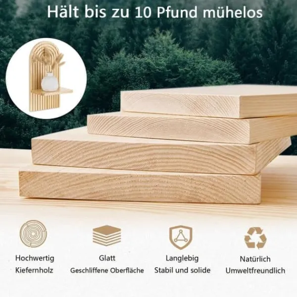 Hyllor>Vägghylla 2-pack – Bohemisk väggdekoration i trä med skruvfästen, perfekt för kök, badrum, vardagsrum och sovrum_qq