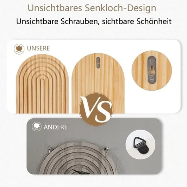 Hyllor>Vägghylla 2-pack – Bohemisk väggdekoration i trä med skruvfästen, perfekt för kök, badrum, vardagsrum och sovrum_qq