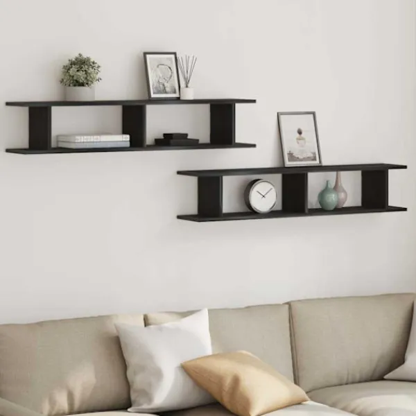 vidaXL Hyllor>Vägghyllor 2 st svart ek 105x18x20 cm konstruerat trä