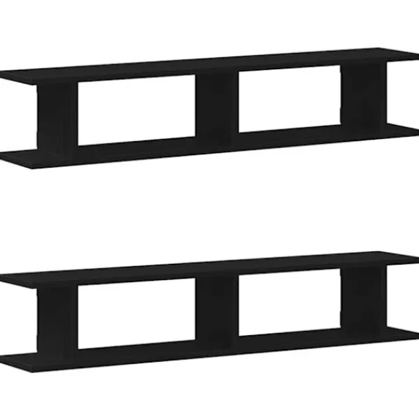 vidaXL Hyllor>Vägghyllor 2 st svart ek 105x18x20 cm konstruerat trä