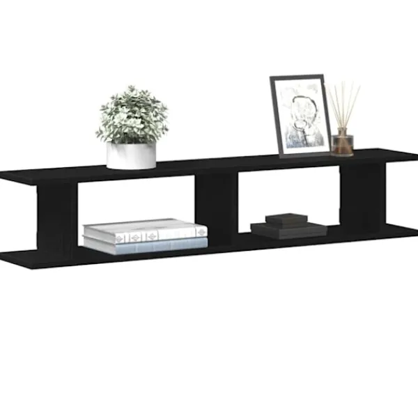 vidaXL Hyllor>Vägghyllor 2 st svart ek 105x18x20 cm konstruerat trä