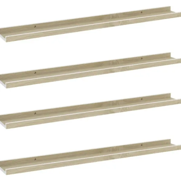 vidaXL Hyllor>Vägghyllor 4 st vit och sonoma-ek 80x9x3 cm