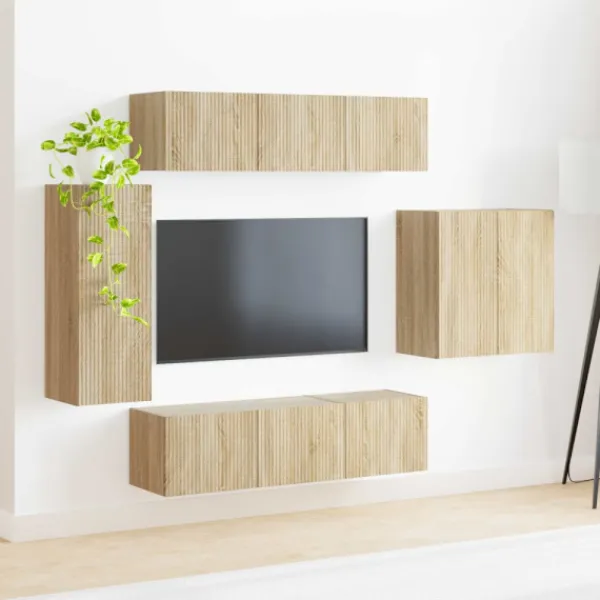 vidaXL Tv-Bänkar>Väggmonterad 6 pcs Sonoma-ek