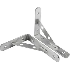 Hyllor>Väggmonterad hörnhylla i rostfritt stål, silver, rätvinklig, solid konsol (2-pack, silver)