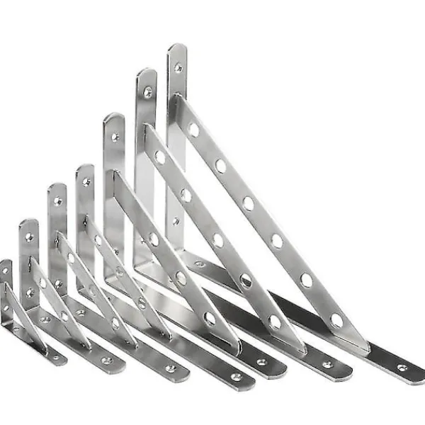 Hyllor>Väggmonterad hörnhylla i rostfritt stål, silver, rätvinklig, solid konsol (2-pack, silver)