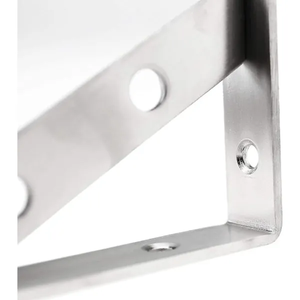 Hyllor>Väggmonterad hörnhylla i rostfritt stål, silver, rätvinklig, solid konsol (2-pack, silver)
