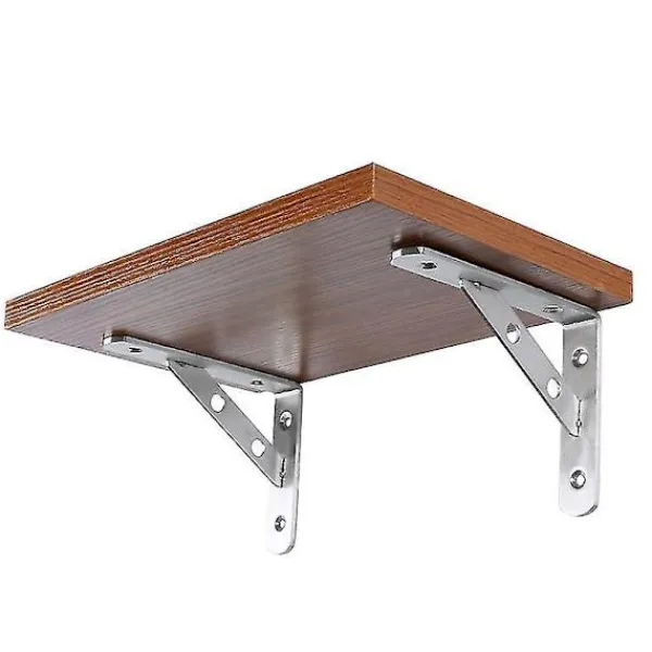 Hyllor>Väggmonterad hörnhylla i rostfritt stål, silver, rätvinklig, solid konsol (2-pack, silver)