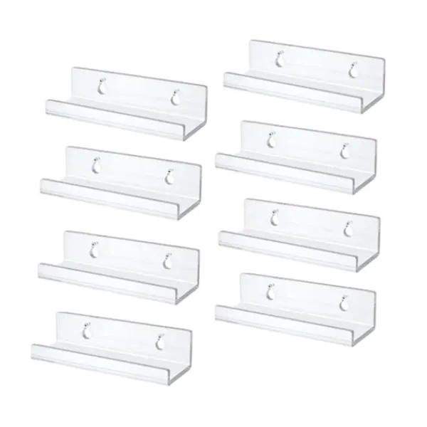 Hyllor>Väggmonterad hylla för vinylskivor i klart vinyl, 8-pack, akryl skivhållare för display