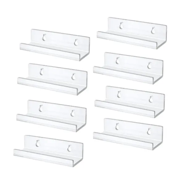 Hyllor>Väggmonterad hylla för vinylskivor i klar vinyl, 8-pack, akrylskivhållare för display{FY}