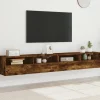 vidaXL Tv-Bänkar>Väggmonterad tv-bänk 2 st rökfärgad ek 100x30x30 cm