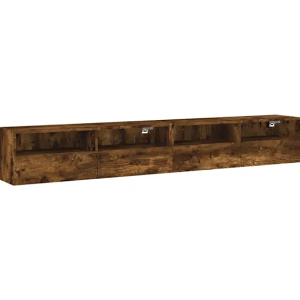 vidaXL Tv-Bänkar>Väggmonterad tv-bänk 2 st rökfärgad ek 100x30x30 cm
