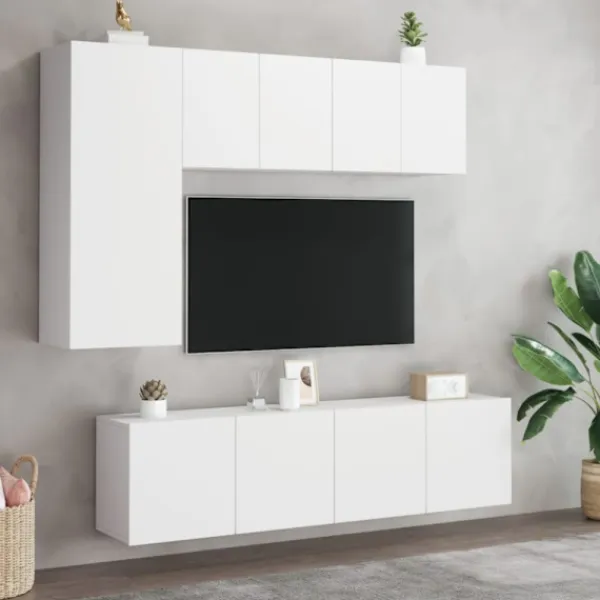 vidaXL Tv-Bänkar>Väggmonterad tv-bänk 2 st vit 60x30x41 cm