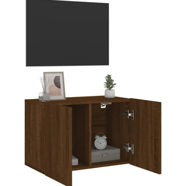 vidaXL Tv-Bänkar>Väggmonterad tv-bänk brun ek 60x30x41 cm