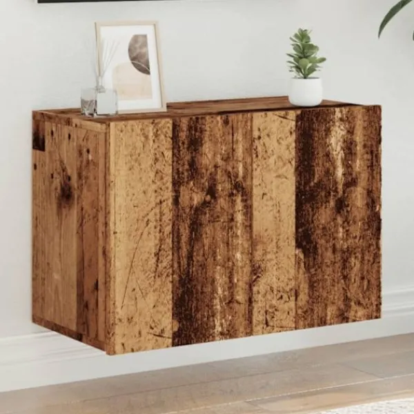 vidaXL Tv-Bänkar>Väggmonterad tv-bänk gammalt trä 60x30x41 cm