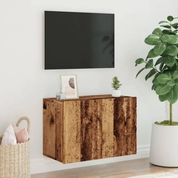 vidaXL Tv-Bänkar>Väggmonterad tv-bänk gammalt trä 60x30x41 cm