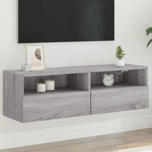 vidaXL Tv-Bänkar>Väggmonterad tv-bänk grå sonoma 100x30x30 cm konstruerat trä