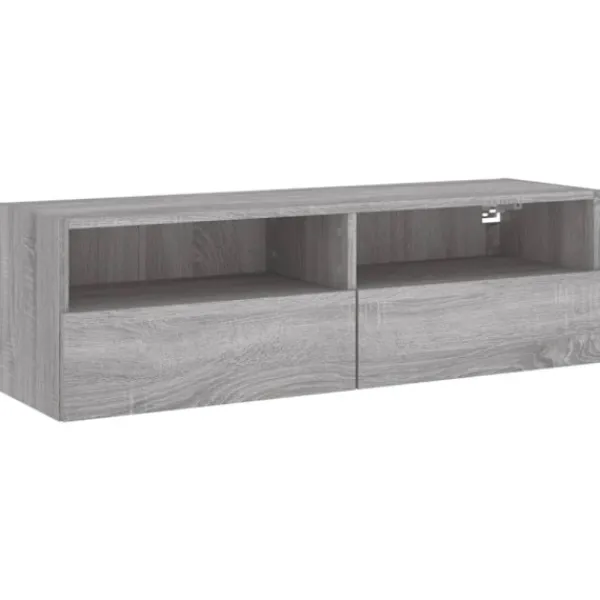 vidaXL Tv-Bänkar>Väggmonterad tv-bänk grå sonoma 100x30x30 cm konstruerat trä