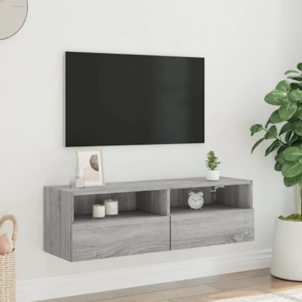 vidaXL Tv-Bänkar>Väggmonterad tv-bänk grå sonoma 100x30x30 cm konstruerat trä