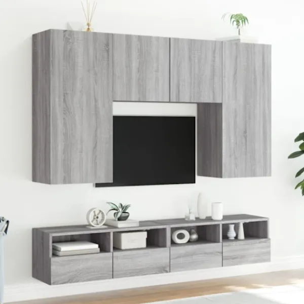 vidaXL Tv-Bänkar>Väggmonterad tv-bänk grå sonoma 100x30x30 cm konstruerat trä