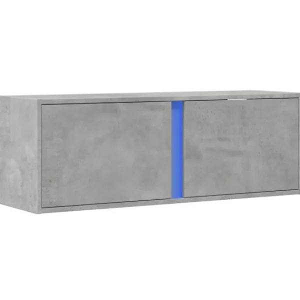 vidaXL Tv-Bänkar>Väggmonterad tv-bänk LED betonggrå 100x31x35 cm