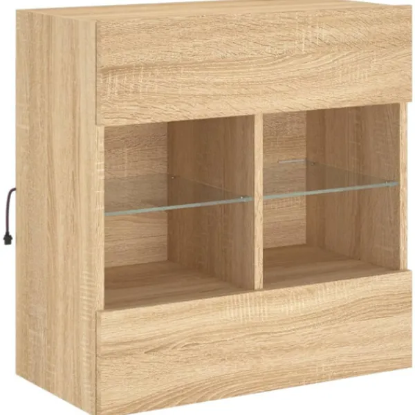 vidaXL Tv-Bänkar>Väggmonterad tv-bänk LED sonoma-ek 58,5x30x60,5 cm