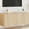 vidaXL Tv-Bänkar>Väggmonterad tv-bänk LED sonoma-ek 100x35x41 cm