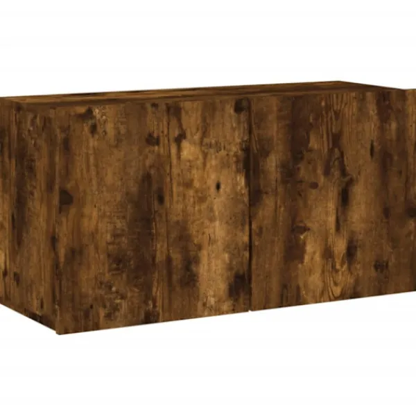 vidaXL Tv-Bänkar>Väggmonterad tv-bänk rökfärgad ek 80x30x41 cm