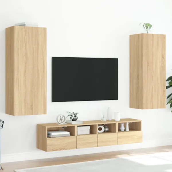 vidaXL Tv-Bänkar>Väggmonterad tv-bänk sonoma-ek 40,5x30x102 cm konstruerat trä