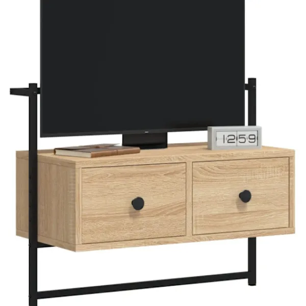 vidaXL Tv-Bänkar>Väggmonterad tv-bänk sonoma-ek 60,5x30x51 cm konstruerat trä