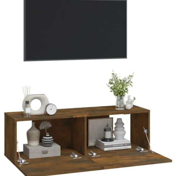 vidaXL Tv-Bänkar>Väggmonterade tv-bänkar 2 st 100x30x30 cm konstruerat trä