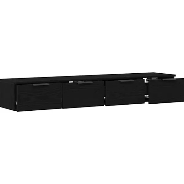 vidaXL Tv-Bänkar>Väggmonterat skåp med låda 2 pcs Svart Ek 68 x 30 x 20 cm