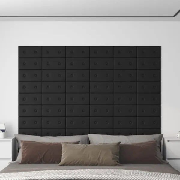 vidaXL Sängar>Väggpaneler 12 st svart 30x15 cm konstläder 0,54 m²
