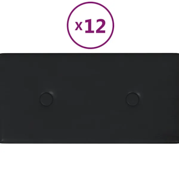 vidaXL Sängar>Väggpaneler 12 st svart 30x15 cm konstläder 0,54 m²