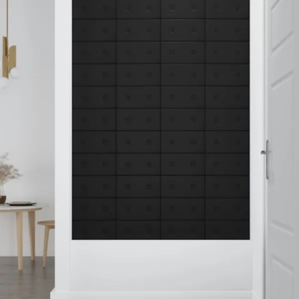 vidaXL Sängar>Väggpaneler 12 st svart 30x15 cm konstläder 0,54 m²