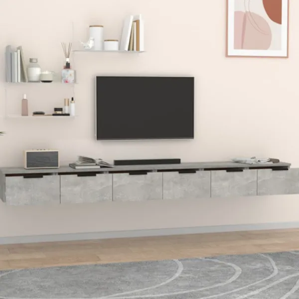 vidaXL Tv-Bänkar>Väggskåp 2 st betonggrå 102x30x20 cm konstruerat trä