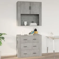 vidaXL Skåp>Väggskåp betonggrå 80x33x80 cm konstruerat trä
