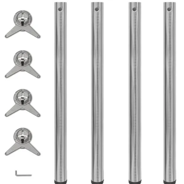 vidaXL Matbord>4 Justerbara bordsben i borstad nickel 870 mm