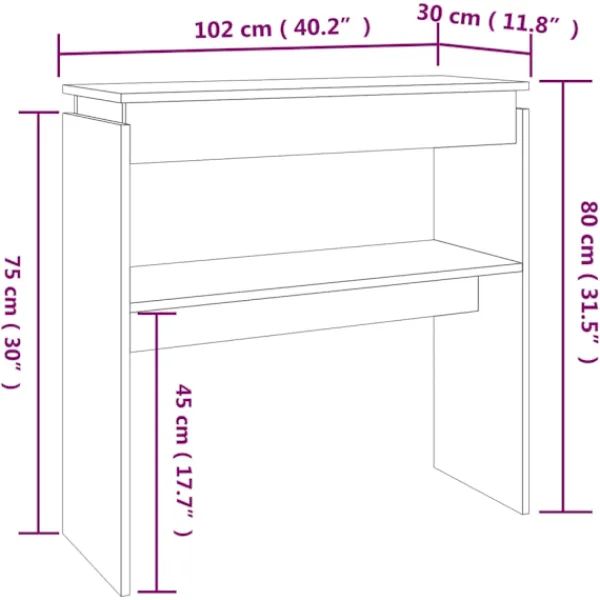 vidaXL Småbord>Avlastningsbord ek 102x30x80 cm konstruerat trä