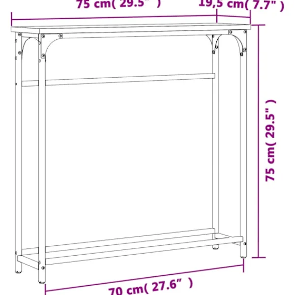 vidaXL Småbord>Avlastningsbord sonoma 75x19,5x75 cm konstruerat trä