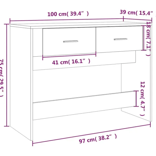 vidaXL Sideboards>Avlastningsbord sonoma 100x39x75 cm konstruerat trä